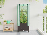 Garden Planter with Greenhouse Cover&Wheels Brown PP 3422929