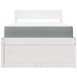Bed with Drawers and Mattress White 100x200 cm Solid Wood Pine 3281905