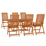 ZNTS 7 Piece Garden Dining Set Solid Wood Eucalyptus 3087336