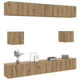 6 Piece TV Cabinet Set Wall-mounted Artisan Oak Engineered Wood 3328992