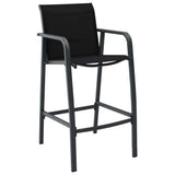 Garden Bar Chair Set of 2 Black Steel, Textilene Standard 48116