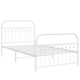 Metal Bed Frame without Mattress with Footboard White 100x200cm 376662