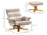 Linen Swivel Recliner Chair with Footstool, Wooden Base and Storage for Living Room, Multicolour T3398P343063