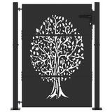 Garden Gate with Lock Black 110 x 155 cm Powder-coated steel 42015886