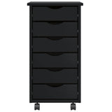 Rolling Cabinet with Drawers "MOSS" Black Solid Wood Pine 4015782
