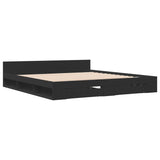 ZNTS Bed Frame with Drawers without Mattress Black 200x200 cm 3280721