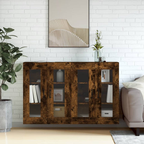 Wall Mounted Cabinets 2 pcs Smoked Oak Engineered Wood 3197910