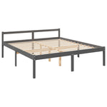 ZNTS Senior Bed without Mattress Grey 200x200cm Solid Wood Pine 810636