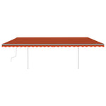 ZNTS Manual Retractable Awning with LED 6x3.5 m Orange and Brown 3070085