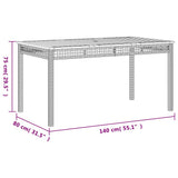 Garden Table Grey 140x80x75 cm Poly Rattan Acacia Wood 366277