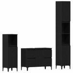 Bathroom Furniture Set with Drawer 3 pcs Black 30 x 30 x 180 cm 3333091
