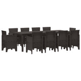 Garden Dining Set 11 pcs Brown Polypropylene 3378597