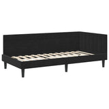 Corner Bed Frame with Headboard Black 90 cm x 200 cm Velvet 42016433