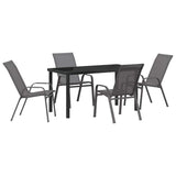Garden Dining Set 5 pcs Grey and Black Powder-coated Steel 3379123