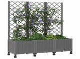 Garden Planter with Trellis&Wheels Light Grey 120 x 40 x 146 cm 3423059
