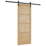 Sliding Door Natural and Black 78 x 202 cm Solid Pine Wood 3333190