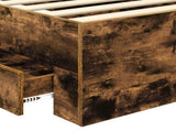 Bed Frame with Drawer Smoked Oak 100 x 200 cm Engineered Wood 3411679