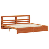 Bed Frame with Headboard Wax Brown 200 x 200 cm Solid Pine Wood 3422771