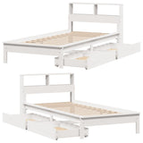 Bookcase Bed without Mattress White 100x200 cm Solid Wood Pine 3309816