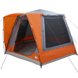 Camping Tent Cabin Grey and orange 420 x 420 x 227 cm Polyester 42001028