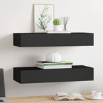Wall-mounted Drawer Shelves 2 pcs Black 60x23.5x10cm MDF 330258