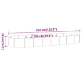 Garden Raised Bed Galvanised Steel 322x100x36 cm Grey 318999