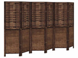 Room Divider 6 Panels Dark Brown Solid Wood Paulownia 358714