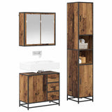 Bathroom Furniture Set with Door 3 pcs Old Wood Engineered Wood 3402533