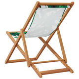 Folding Beach Chair Leaf Pattern Solid Wood Eucalyptus and Fabric 366566