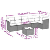 7 Piece Garden Sofa Set with Cushions Light Grey Poly Rattan 3217672