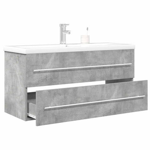 ZNTS 2 Piece Bathroom Furniture Set Concrete Grey Engineered Wood 3324963
