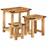 ZNTS Nesting Side Tables 3 pcs Solid Rough Wood Mango 358502