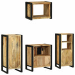 Bathroom Furniture Set with Shelf 4 pcs Brown Solid Mango Wood 3305676