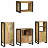 Bathroom Furniture Set with Shelf 4 pcs Brown Solid Mango Wood 3305676