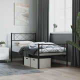 Metal Bed Frame without Mattress with Footboard Black 90x200cm 372288