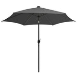Garden Parasol with LED Lights and Aluminium Pole 300 cm Anthracite 47362