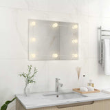 Wall Frameless Mirror with LED Lights Rectangular Glass 3078643