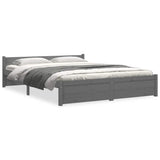 Bed Frame without Mattress Grey Solid Wood 135x190 cm Double Double 815021