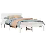 Bed Frame with Headboard White 135 x 190 cm Solid Pine Wood 872114