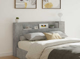Headboard Cabinet with LED Concrete 140 x 16.5 x 103.5 cm 8006563