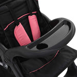 Tandem Stroller Pink and Black Steel 10157