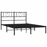 Metal Bed Frame without Mattress with Headboard Black 150x200cm 355465