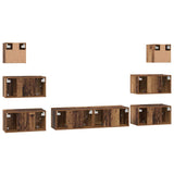 TV Cabinet Set Wall-mounted 8 pcs Old Wood Engineered Wood 3393153