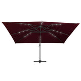 Cantilever Garden Parasol with LED Lights Bordeaux Red 400x300 cm 312318