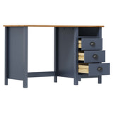 Desk Hill with 3 Drawers Grey 120x50x74 cm Solid Pine Wood 288997