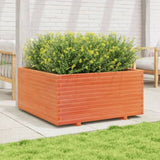 ZNTS Garden Planter Wax Brown 100x100x49.5 cm Solid Wood Pine 3282541