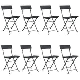 Folding Bistro Chairs 8 pcs Black Poly Rattan and Steel 3152114