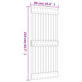 Sliding Door Natural and Black 90 x 210 cm Solid Pine Wood 3444899