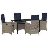 Garden Dining Set with Cushion 5 pcs Grey Poly Rattan 3380354