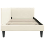 Corner Bed Frame with Headboard Cream 90 cm x 190 cm Velvet 42016223